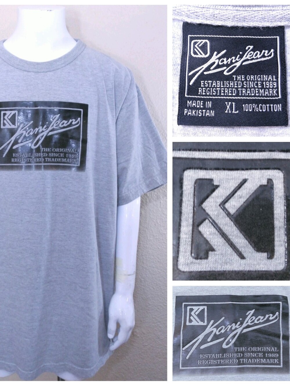 KARL KANI JEANS Vintage T Shirt XL GRAPHIC TEE Gel Print STREETWEAR Vtg 90s Y2K
